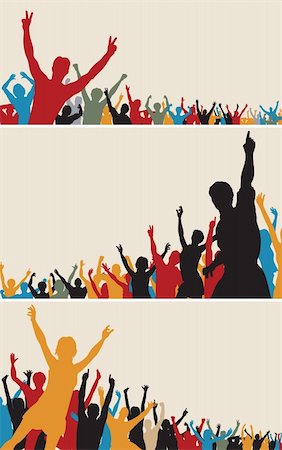 simsearch:400-05123734,k - Set of colorful editable vector crowd silhouettes Stock Photo - Budget Royalty-Free & Subscription, Code: 400-04243120