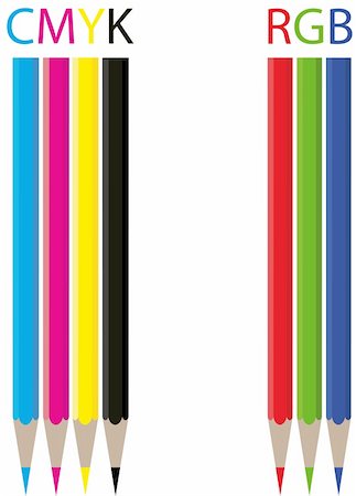 psiquiátrico - Pencils color CMYK and RGB Foto de stock - Super Valor sin royalties y Suscripción, Código: 400-04243211