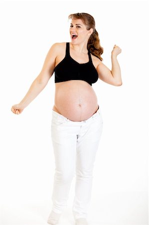 simsearch:400-04798379,k - Dancing beautiful pregnant woman isolated on white background Foto de stock - Super Valor sin royalties y Suscripción, Código: 400-04243272