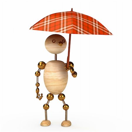 simsearch:400-04921907,k - wood man under umbrella 3d rendered for web Stock Photo - Budget Royalty-Free & Subscription, Code: 400-04243361