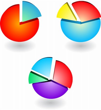 Set of three round diagrams with parts different colors Photographie de stock - Aubaine LD & Abonnement, Code: 400-04243391
