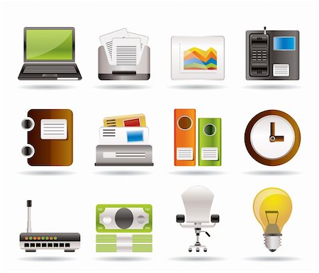 simsearch:400-03910193,k - Business and office icons - vector icon set Fotografie stock - Microstock e Abbonamento, Codice: 400-04243497