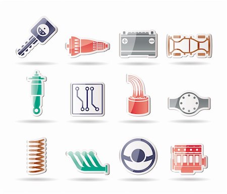 piezas de repuesto - Realistic Car Parts and Services icons - Vector Icon Set 2 Foto de stock - Super Valor sin royalties y Suscripción, Código: 400-04243499