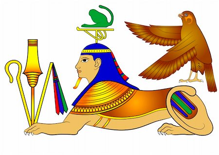 egypt relief - Sphinx - illustrations of the mythical creatures of ancient Egypt. This filet is vector, can be scaled to any size without loss of quality. Stock Photo - Budget Royalty-Free & Subscription, Code: 400-04255113