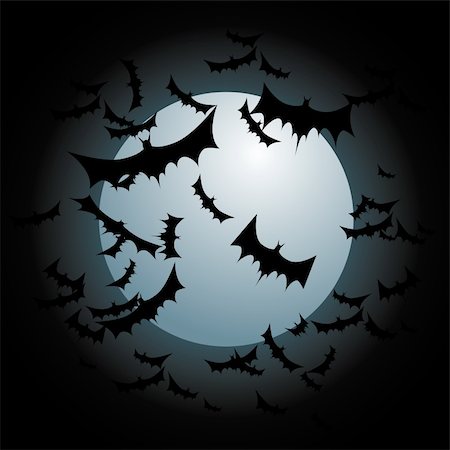 An image of bats flying with a full moon. Stock Photo - Budget Royalty-Free & Subscription, Code: 400-04255202