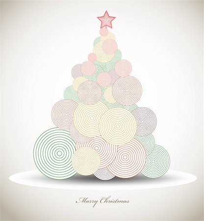 simsearch:400-05710794,k - Christmas tree with ornaments, xmas card. Vector illustration Fotografie stock - Microstock e Abbonamento, Codice: 400-04255476