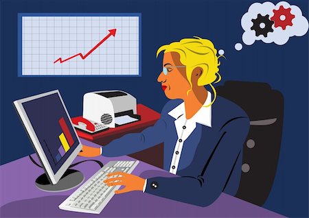 Vector illustration of a young women with computer Stock Photo - Budget Royalty-Free & Subscription, Code: 400-04255526