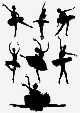 A collection of ballet dancers silhouettes vector illustration isolated on white background Stock Photo - Budget Royalty-Free & Subscription, Code: 400-04255531