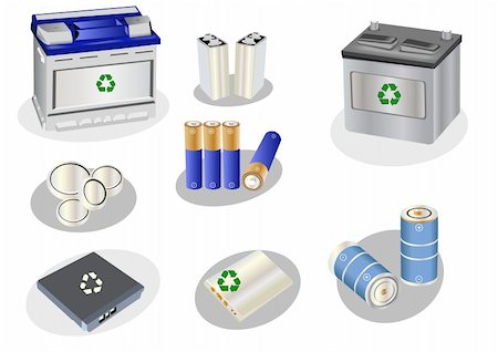 recharging batteries symbol - Vector illustration of different kind of batteries Stock Photo - Budget Royalty-Free & Subscription, Code: 400-04255532
