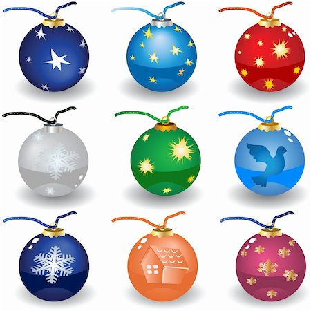 simsearch:400-07838225,k - Vector illustration of different colored Christmas elements. Photographie de stock - Aubaine LD & Abonnement, Code: 400-04255558