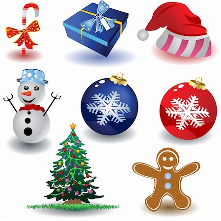simsearch:400-09084472,k - Vector illustration of different colored Christmas elements. Stock Photo - Budget Royalty-Free & Subscription, Code: 400-04255564