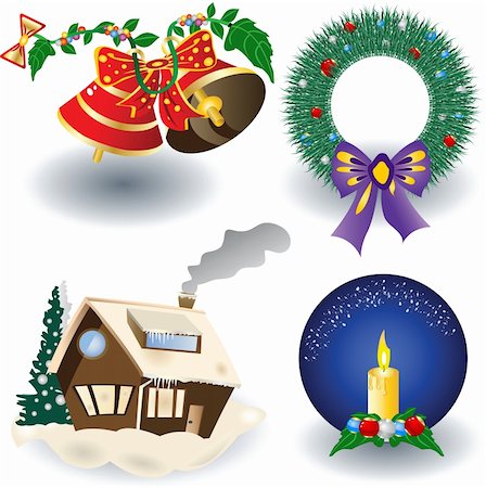 simsearch:400-09084472,k - Vector illustration of different colored Christmas elements. Stock Photo - Budget Royalty-Free & Subscription, Code: 400-04255563