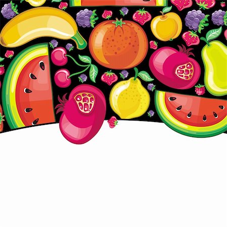 simsearch:400-06386179,k - Different types of delicious fruits combined in frame. With space for your text Foto de stock - Super Valor sin royalties y Suscripción, Código: 400-04255606