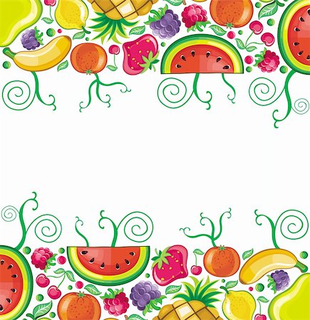 simsearch:400-06386179,k - Different types of delicious fruits combined in frame. With space for your text Foto de stock - Super Valor sin royalties y Suscripción, Código: 400-04255609