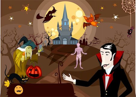 vector illustration of a halloween card Stock Photo - Budget Royalty-Free & Subscription, Code: 400-04255662