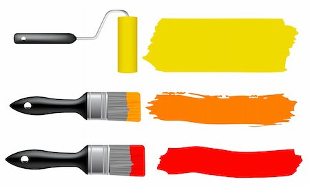 Paint brush and paint roller, vector illustration Stock Photo - Budget Royalty-Free & Subscription, Code: 400-04255723