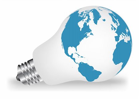 Vector lightbulb with world map Stock Photo - Budget Royalty-Free & Subscription, Code: 400-04255755