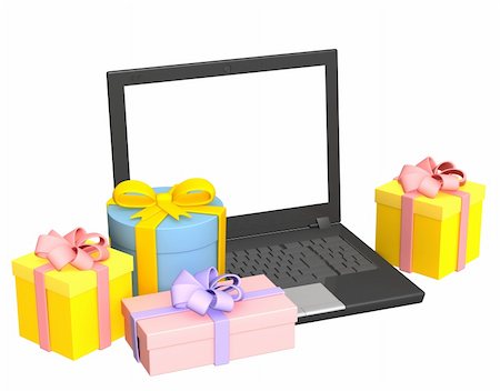 Conceptual image - virtual gifts. Object over white Stock Photo - Budget Royalty-Free & Subscription, Code: 400-04255782
