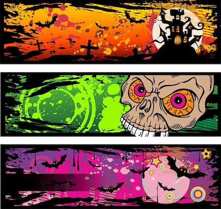 simsearch:400-05690180,k - Halloween Grunge Style Banners With Horror Design Elements Foto de stock - Super Valor sin royalties y Suscripción, Código: 400-04255918