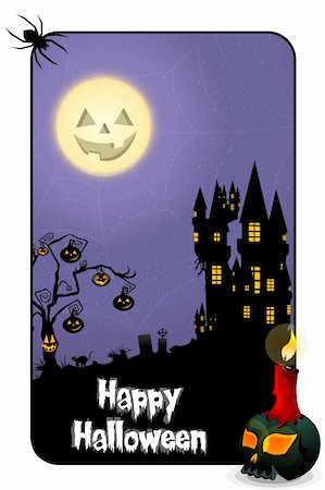 simsearch:400-07774937,k - illustration of halloween template with burning candle on skull Stock Photo - Budget Royalty-Free & Subscription, Code: 400-04255951