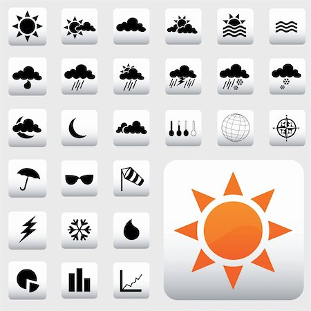 simsearch:400-05739512,k - vector set of various weather icons Stock Photo - Budget Royalty-Free & Subscription, Code: 400-04255977