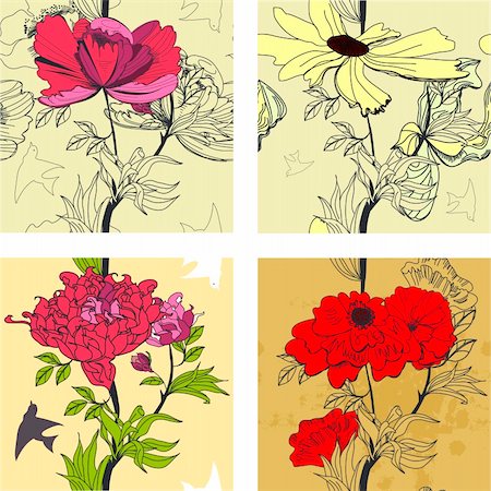 simsearch:400-04696472,k - Set of floral seamless border Stock Photo - Budget Royalty-Free & Subscription, Code: 400-04256021