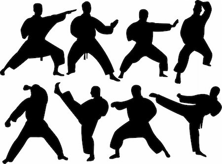 simsearch:400-04558212,k - karate silhouette collection vector Stock Photo - Budget Royalty-Free & Subscription, Code: 400-04256176