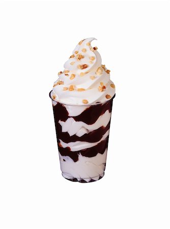 simsearch:400-04713676,k - tasty ice cream with hot chocolate and nuts isolated on white background Foto de stock - Super Valor sin royalties y Suscripción, Código: 400-04256244