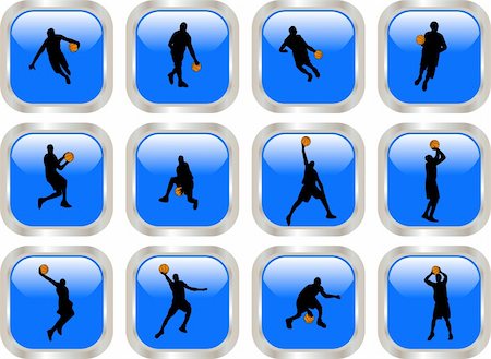 blue button with basketball players vector Stock Photo - Budget Royalty-Free & Subscription, Code: 400-04256297