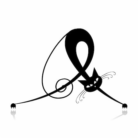 simsearch:400-04671605,k - Graceful black cat silhouette for your design Photographie de stock - Aubaine LD & Abonnement, Code: 400-04256390