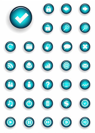 pause button - Vector beautiful icon set. Illustration Stock Photo - Budget Royalty-Free & Subscription, Code: 400-04256525
