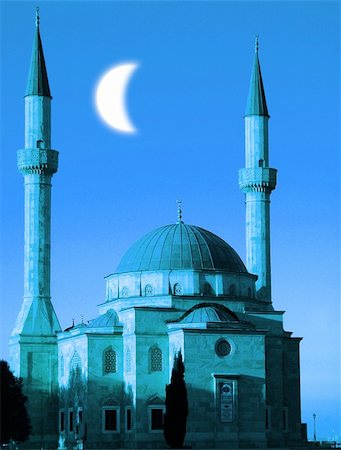 Mosque with two minarets in Baku, Azerbaijan Stock Photo - Budget Royalty-Free & Subscription, Code: 400-04256686