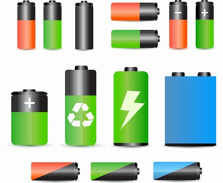 A set of glossy batteries Stock Photo - Budget Royalty-Free & Subscription, Code: 400-04256862