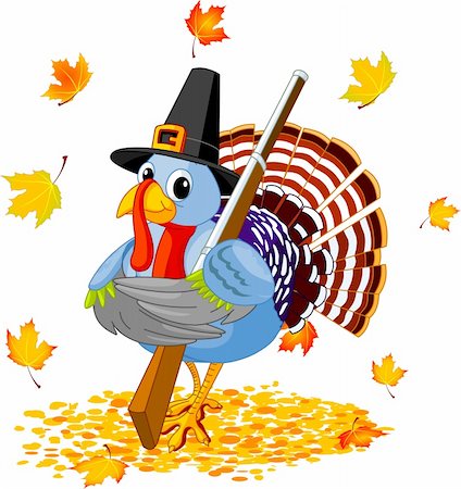 Cartoon Thanksgiving Turkey turkey with a gun Stock Photo - Budget Royalty-Free & Subscription, Code: 400-04256884