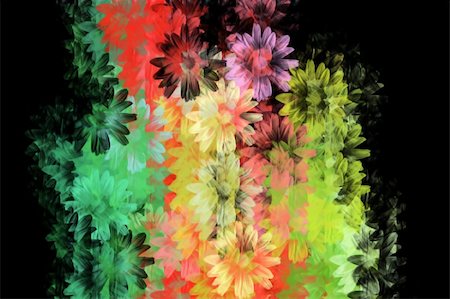 simsearch:400-04737132,k - Colorful daisies grunge floral pattern. Digitally created background illustration. Foto de stock - Royalty-Free Super Valor e Assinatura, Número: 400-04256894