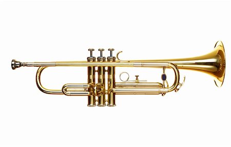 brass trumpet over white background Stock Photo - Budget Royalty-Free & Subscription, Code: 400-04256896