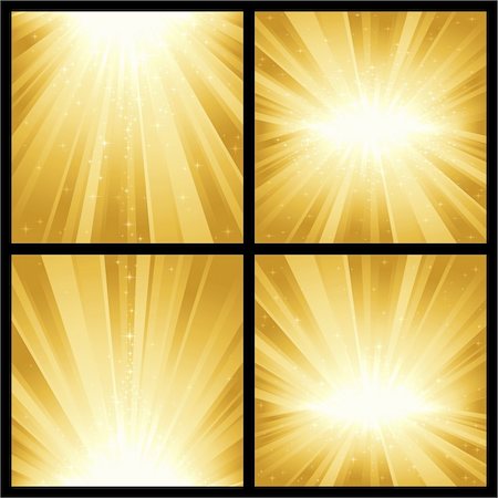 simsearch:400-05129284,k - 4 different golden light bursts with magic stars. Great for festive themes, like Christmas or New Years. Stock Photo - Budget Royalty-Free & Subscription, Code: 400-04257279