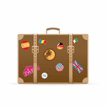 simsearch:400-04411836,k - Vector suitcase with travel stickers isolated on white Stockbilder - Microstock & Abonnement, Bildnummer: 400-04257316