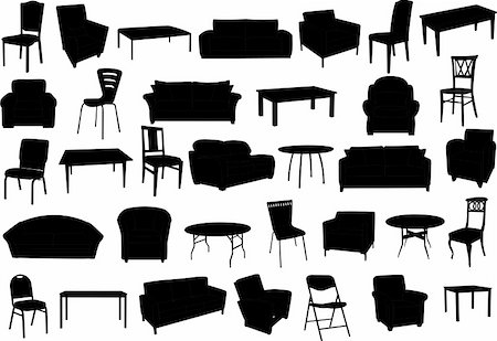 paunovic (artist) - furniture collection silhouette - vector Stock Photo - Budget Royalty-Free & Subscription, Code: 400-04257340