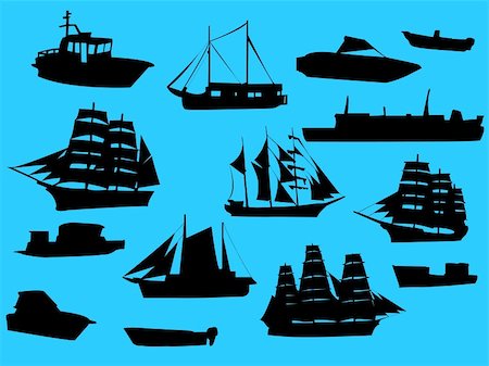 collection of ships silhouette - vector Stock Photo - Budget Royalty-Free & Subscription, Code: 400-04257343
