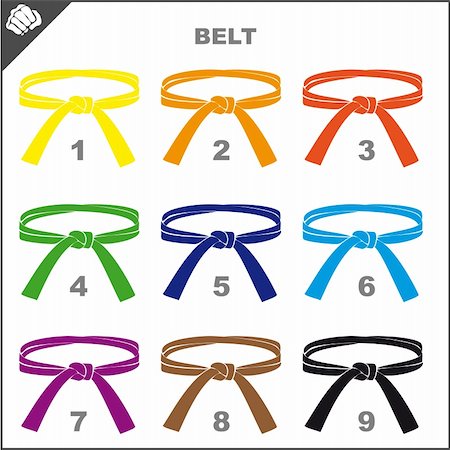 simsearch:400-08997729,k - ORIGINAL SYMBOLS MARTIAL ARTS COLORED BELTS. EMBLEM.Yellow,orange,red,green,blue,brpwn,black Stock Photo - Budget Royalty-Free & Subscription, Code: 400-04257448