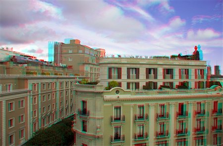 pictures of house street lighting - Barcelona streets photo (anaglyph effect. need stereo glasses to view in 3D) Stock Photo - Budget Royalty-Free & Subscription, Code: 400-04257512