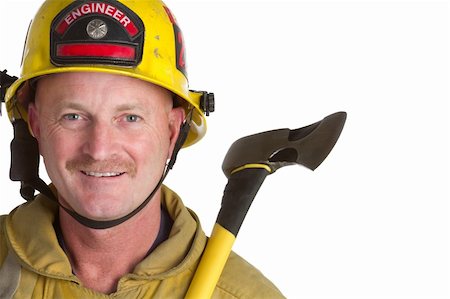 simsearch:400-06392786,k - Fire fighter holding axe Fotografie stock - Microstock e Abbonamento, Codice: 400-04257955