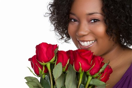 dozen - Beautiful black woman holding roses Foto de stock - Super Valor sin royalties y Suscripción, Código: 400-04257993