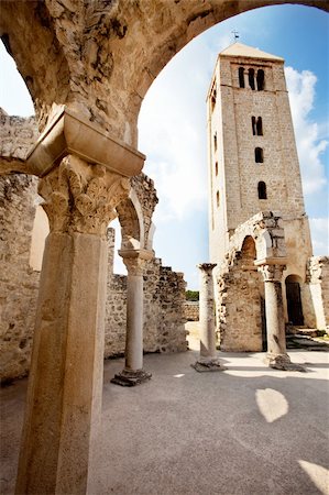 evangelist - Ruins of the Church of St. John the Evangelist in Rab Croatia - a popular tourist attraction Foto de stock - Super Valor sin royalties y Suscripción, Código: 400-04258438