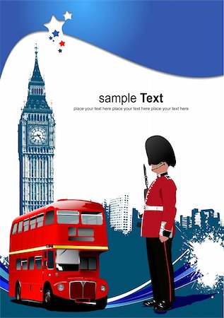 royal guard of england - Cover for brochure with London images. Vector illustration Stock Photo - Budget Royalty-Free & Subscription, Code: 400-04258624