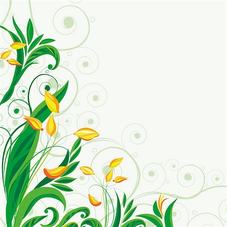 flower border design of rose - Border made of flourishes and floral patterns on a light green background. Stock Photo - Budget Royalty-Free & Subscription, Code: 400-04258669