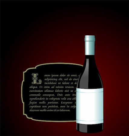 simsearch:400-05286682,k - Illustration the elite wine bottle with white blank label for design invitation card - vector Stock Photo - Budget Royalty-Free & Subscription, Code: 400-04258754
