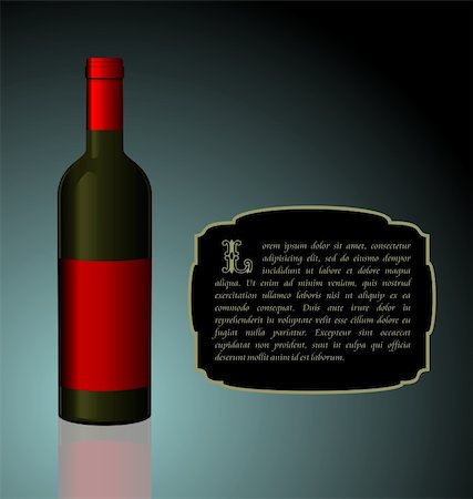 simsearch:400-05286682,k - Illustration the elite wine bottle with red blank label for design invitation card - vector Stock Photo - Budget Royalty-Free & Subscription, Code: 400-04258753