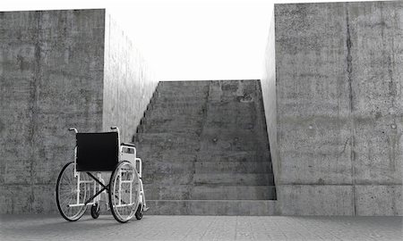 Wheelchair in front an architectural barriers Photographie de stock - Aubaine LD & Abonnement, Code: 400-04259035